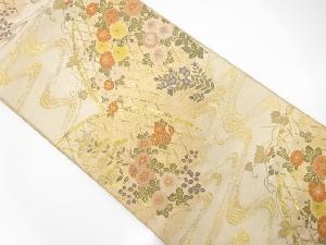 光悦垣に菊・桔梗模様織り出し　袋帯